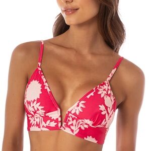 Maaji Candy Flowery Parade Long Line Triangle Bikini Top Size Medium NWT